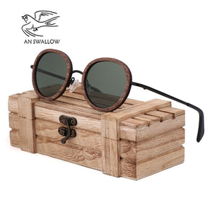 AN SWALLOW 2023 retro wooden sunglasses men's black walnut wooden sunglasses ladies brand design sunglasses polarized UV400