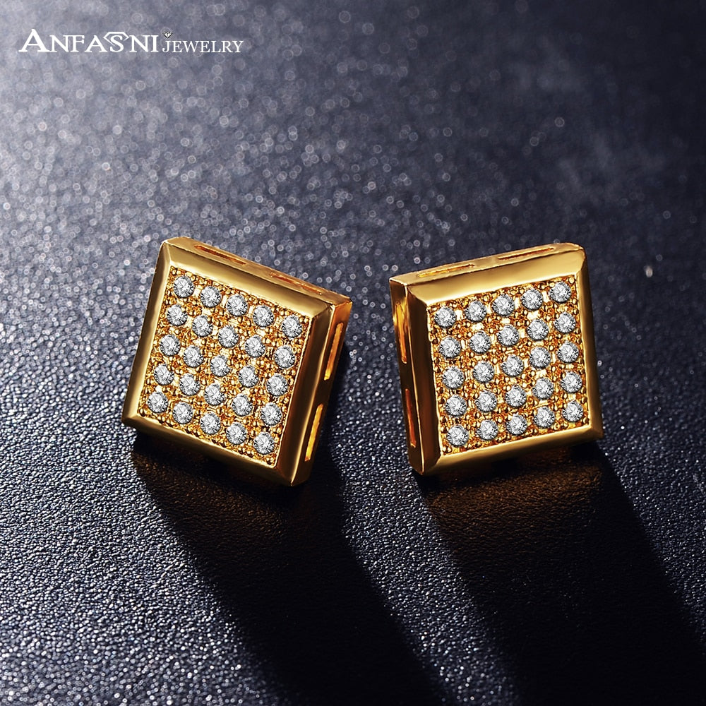 New Costume Earrings Gold Color Micro Inl AAA Cubic Zirconia Earrings Stud Costume Jewelry CER0107-C