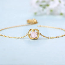 Carica l&#39;immagine nel visualizzatore di Gallery, ANI Bracciale da donna in pietra preziosa giallo/bianco/oro rosa 14K Bracciale di fidanzamento femminile con granato naturale/quarzo rosa/topazio azzurro 