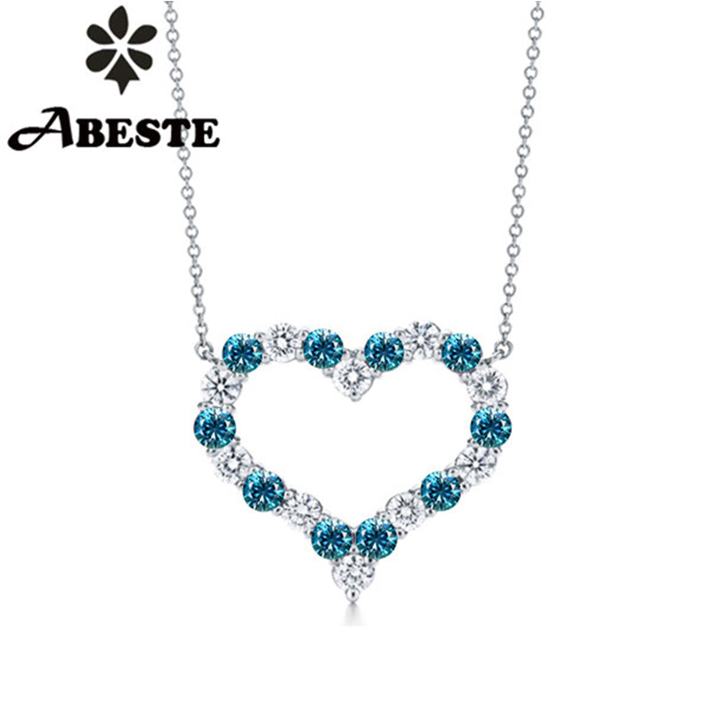 ANI 18K (Au750) White Gold Pendant Necklace Certified Natural Blue Zircon Gemstone Jewelry Women Engagement Necklace Customized