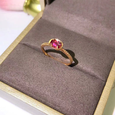 ANI 18K Rose Gold (AU750) Engagement Women Ring Certified Oval Cut Tourmaline Fashion Ring for Women Anniversary Gift