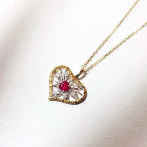 ANI 18K Rose/Yellow Gold Pendant Necklace Ruby or Opal Fine Color Gemstone Jewelry Diamond Heart Women Engagement Necklace