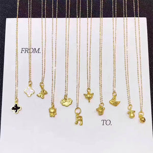 ANI 18K White Gold (AU750) Pendant Necklace Clover Fashion Design Fox Shape Pendant Chain Necklace for Women Birthd Gift