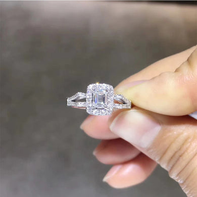 ANI 18K White Gold (AU750) Wedding Ring 0.725 CT GIA Certified G/VS2 Princess Cut Natural Diamond Women Halo Engagement Ring
