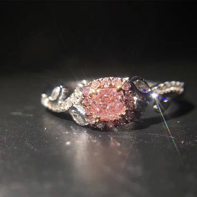 ANI 18K White Gold (AU750) Women Wedding Ring Certified 0.22 Carat Rectangle Cut Real Pink Diamond Engagement Ring Fine Jewelry