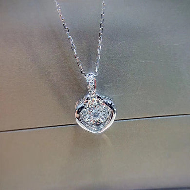 ANI 18K White Gold Pendant Necklace I/SI1 0.068 ct Real Natural Diamond Fine Jewelry Women Engagement Necklace Birthd Gift