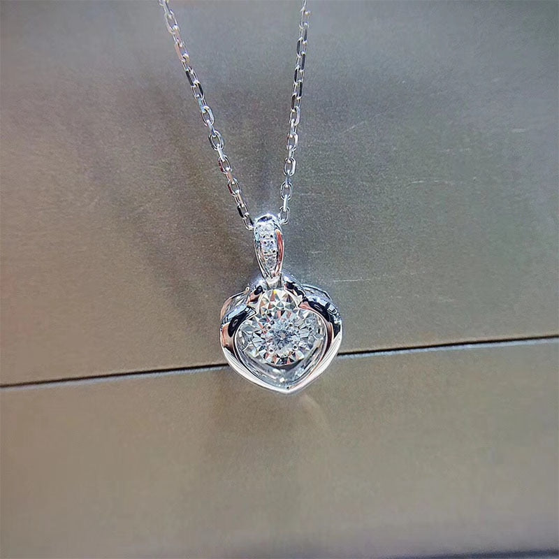 ANI 18K White Gold Pendant Necklace I/SI1 0.068 ct Real Natural Diamond Fine Jewelry Women Engagement Necklace Birthd Gift