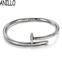 Load image into Gallery viewer, Women Nails Bangles Fashion Brand Love Cubic Zirconia Bracelets Stainless Steel Cuff Bracelet Men jewelry