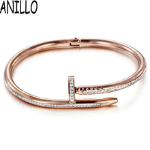 Load image into Gallery viewer, Women Nails Bangles Fashion Brand Love Cubic Zirconia Bracelets Stainless Steel Cuff Bracelet Men jewelry