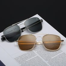 Load image into Gallery viewer, AO Pilot Sunglasses Men With Glass Lenes Metal frame Classic Aviation American Army Military Optical Eyewear Male Oculos de sol
