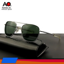 Load image into Gallery viewer, AO Pilot Sunglasses Men With Glass Lenes Metal frame Classic Aviation American Army Military Optical Eyewear Male Oculos de sol