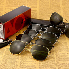 Load image into Gallery viewer, AO Sunglasses Men Brand Designer Vintage American Aviation Army Military Sun Glasses Glass Lens Woman Gafas De Sol Hombre