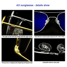 Load image into Gallery viewer, AO Sunglasses Men Brand Designer Vintage American Aviation Army Military Sun Glasses Glass Lens Woman Gafas De Sol Hombre