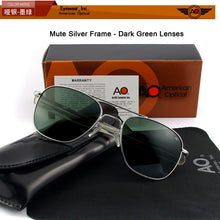 Load image into Gallery viewer, AO Sunglasses Men Brand Designer Vintage American Aviation Army Military Sun Glasses Glass Lens Woman Gafas De Sol Hombre