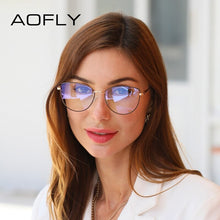 Load image into Gallery viewer, AOFLY Brand Cat Eye Blue Light Blocking Glasses Women Metal Reading Eyeglasses Frame Lady Computer Eyewear Female UV400