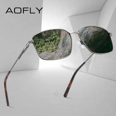 AOFLY Brand Design Polarized Sunglasses Men Metal Frame Spring Hinge Vintage Driving Anti-glare Sun Glasses Male UV400