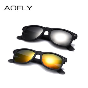 AOFLY  Sunglasses Men Polarized Sunglasses Men Driving Mirrors Coating Points Black Frame Eyewear Male Sun Glasses UV400