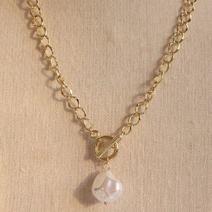 Necklace Pendant Imitation Pearl Necklace For Women Metal Strip Chain Necklace Jewelry