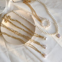 Load image into Gallery viewer, Necklace Pendant Imitation Pearl Necklace For Women Metal Strip Chain Necklace Jewelry