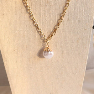 Necklace Pendant Imitation Pearl Necklace For Women Metal Strip Chain Necklace Jewelry