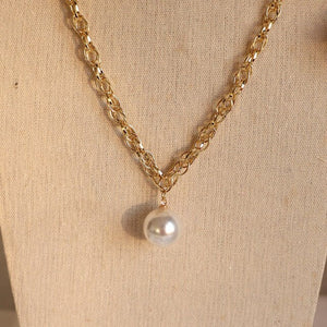 Necklace Pendant Imitation Pearl Necklace For Women Metal Strip Chain Necklace Jewelry