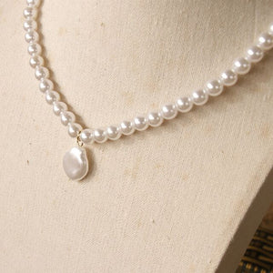 Necklace Pendant Imitation Pearl Necklace For Women Metal Strip Chain Necklace Jewelry