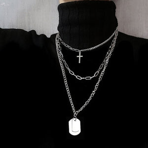2020 Fashion Multilayer Hip Hop Long Chain Necklace For Women Men Jewelry Gifts Key Cross Pendant Necklace Accessories