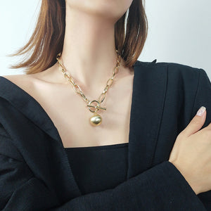 2020 New Trend Hip hop Oval Thick Chain Metal Ball Chain Necklace for Men Women Girls Party Jewelry Gift