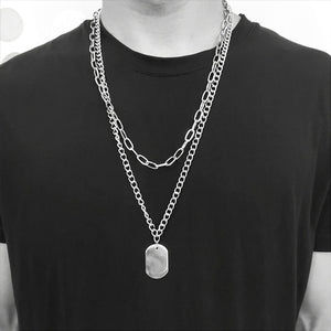 2020 Personality Hip Hop Multilayer Necklace Metal Cross Pendant Silver Color Chain Necklace for Women Men Unisex Jewelry