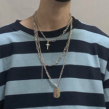 Load image into Gallery viewer, Girl Gift Metal Silver Color Cross Pendants Necklace For Women Men  Jewelry Geometric Rectangle Clavicle Chain Necklace