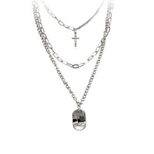 Load image into Gallery viewer, Girl Gift Metal Silver Color Cross Pendants Necklace For Women Men  Jewelry Geometric Rectangle Clavicle Chain Necklace