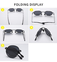 Carica l&#39;immagine nel visualizzatore di Gallery, AORON Folding Polarized Sunglasses Classic Round Lens Men / Women Sun Glasses Metal Frame UV400 Sunglasses
