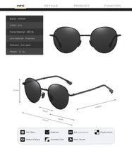 Carica l&#39;immagine nel visualizzatore di Gallery, AORON Folding Polarized Sunglasses Classic Round Lens Men / Women Sun Glasses Metal Frame UV400 Sunglasses