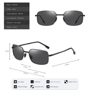 AORON Folding Polarized Sunglasses Men / Women Rectangular Eyewear Metal Frame UV400 Sun Glasses