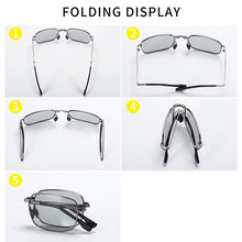 Carica l&#39;immagine nel visualizzatore di Gallery, AORON Folding Polarized Sunglasses Men / Women Rectangular Eyewear Metal Frame UV400 Sun Glasses