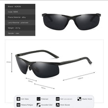 Carica l&#39;immagine nel visualizzatore di Gallery, AORON Men Aluminum Alloy Frame Polarized Sunglasses Women Brand Original Goggles UV400 Glasses Male Metal Eyewear Oculos