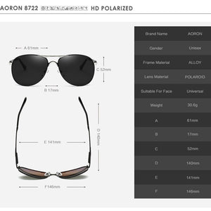 AORON Men Polarized Sunglasses Classic Pilot Driving Sun Glasses Alloy Frame Mirror Large Lens UV400