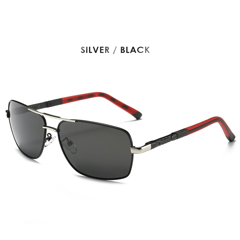 AORON Men Polarized Sunglasses Men Brand Original Design Metal Frame Rectangle Lens UV400 Sun Glasses Men