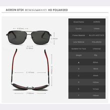 Carica l&#39;immagine nel visualizzatore di Gallery, AORON Men Polarized Sunglasses Men Brand Original Design Metal Frame Rectangle Lens UV400 Sun Glasses Men