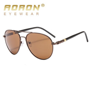 AORON Men Polarized Sunglasses Retro Classic Pilot Glasses Brand Goggoles Leisure UV400 Protection Metal Frame Oculos de sol