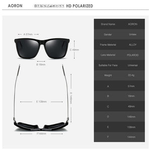 AORON Men's Metal Polarized Sunglasses Classic Brand Design Goggles UV400 Defending Coating Lens Leisure Shades