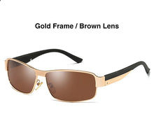 Carica l&#39;immagine nel visualizzatore di Gallery, AORON Mens Polarized Sunglasses Alloy Frame Classic Rectangle Sun Glasses 100% UV protection Anti-Reflective Coating Goggles