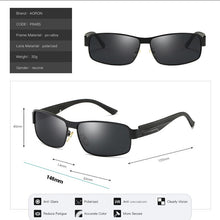 Carica l&#39;immagine nel visualizzatore di Gallery, AORON Mens Polarized Sunglasses Alloy Frame Classic Rectangle Sun Glasses 100% UV protection Anti-Reflective Coating Goggles