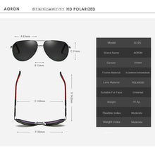 Load image into Gallery viewer, AORON Mens Polarized Sunglasses Classic Pilot Sun Glasses Coating Lens Alloy Frame UV400 Driving Goggles For Men