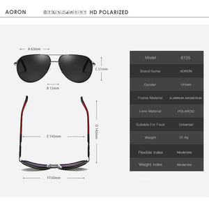 AORON Mens Polarized Sunglasses Classic Pilot Sun Glasses Coating Lens Alloy Frame UV400 Driving Goggles For Men