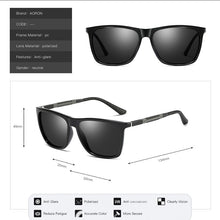 Load image into Gallery viewer, AORON Mens Polarized Sunglasses Classic Square Mirror Sun Glasses Aluminum Magnesium Leg UV400 Sunglasses Men