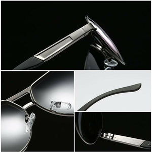 AORON Mens Polarized Sunglasses Metal Aviation Eyewear Pilot UV400 Anti-Glare Driving Sun Glasses Male Goggles