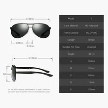 Load image into Gallery viewer, AORON Mens Polarized Sunglasses Metal Aviation Eyewear Pilot UV400 Anti-Glare Driving Sun Glasses Male Goggles