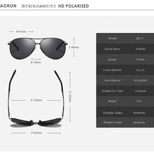 Carica l&#39;immagine nel visualizzatore di Gallery, AORON Occhiali da sole polarizzati da uomo Occhiali da sole classici da pilota da guida Occhiali da sole con lenti a specchio con montatura in metallo Uomo/Donna 