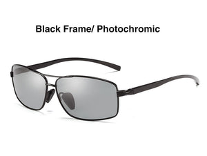 AORON Photochromic Polarized Mens Sunglasses Classic Rectangle Sun Glasses UV400 Aluminum magnesium Leg Sunglasses